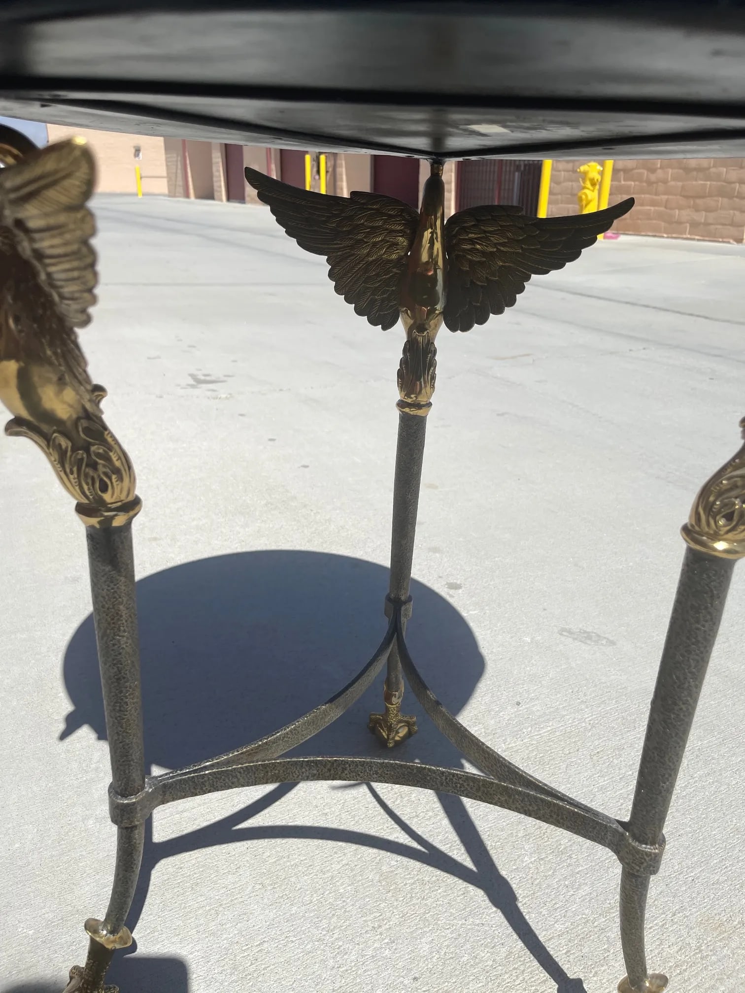 1970s Vintage Maitland Smith Brass & Marble Inlay Swan & Claw Foot Side Table - 6