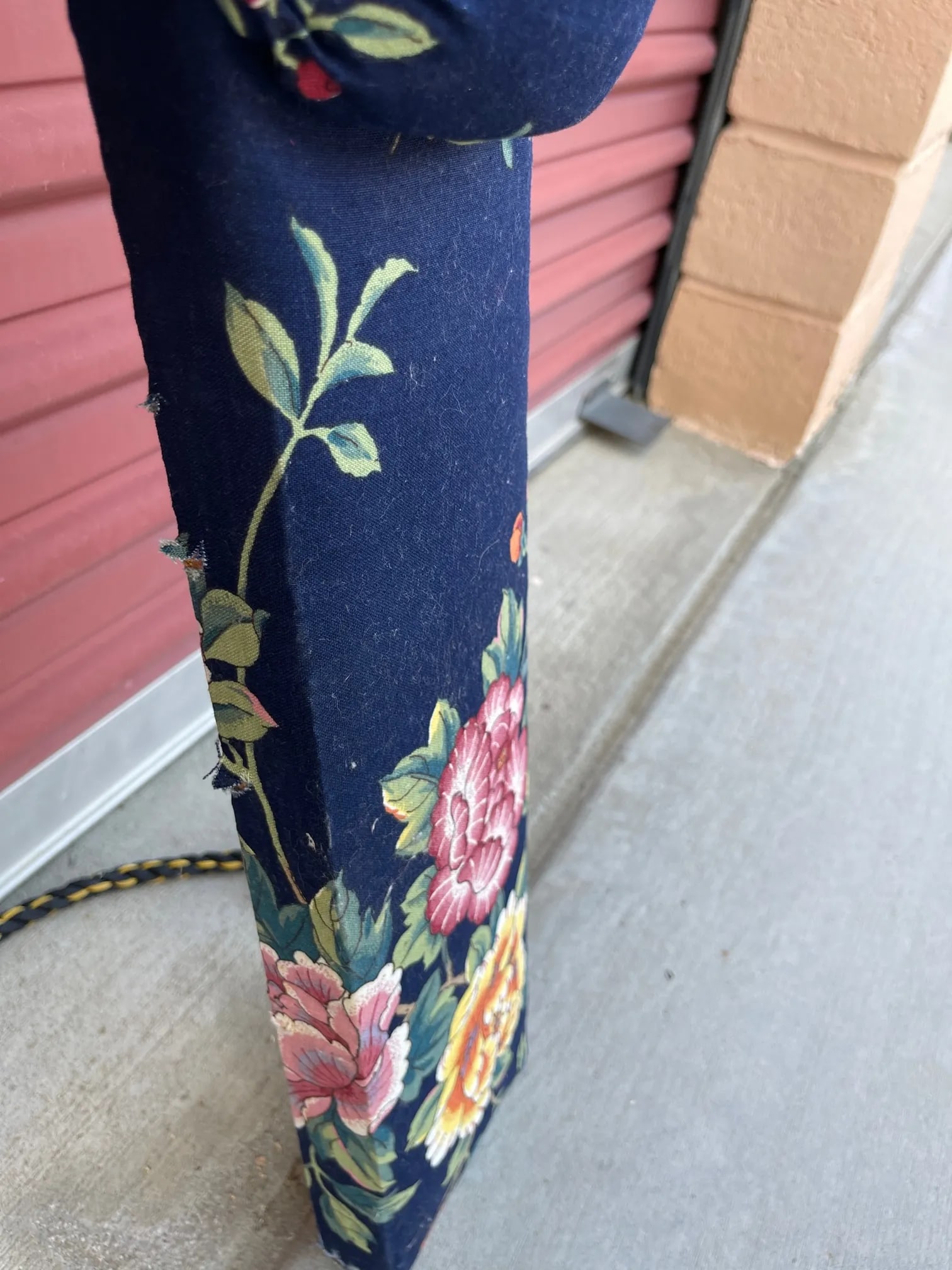 1980s Navy Blue Floral Upholstered Twin Headboard - 6