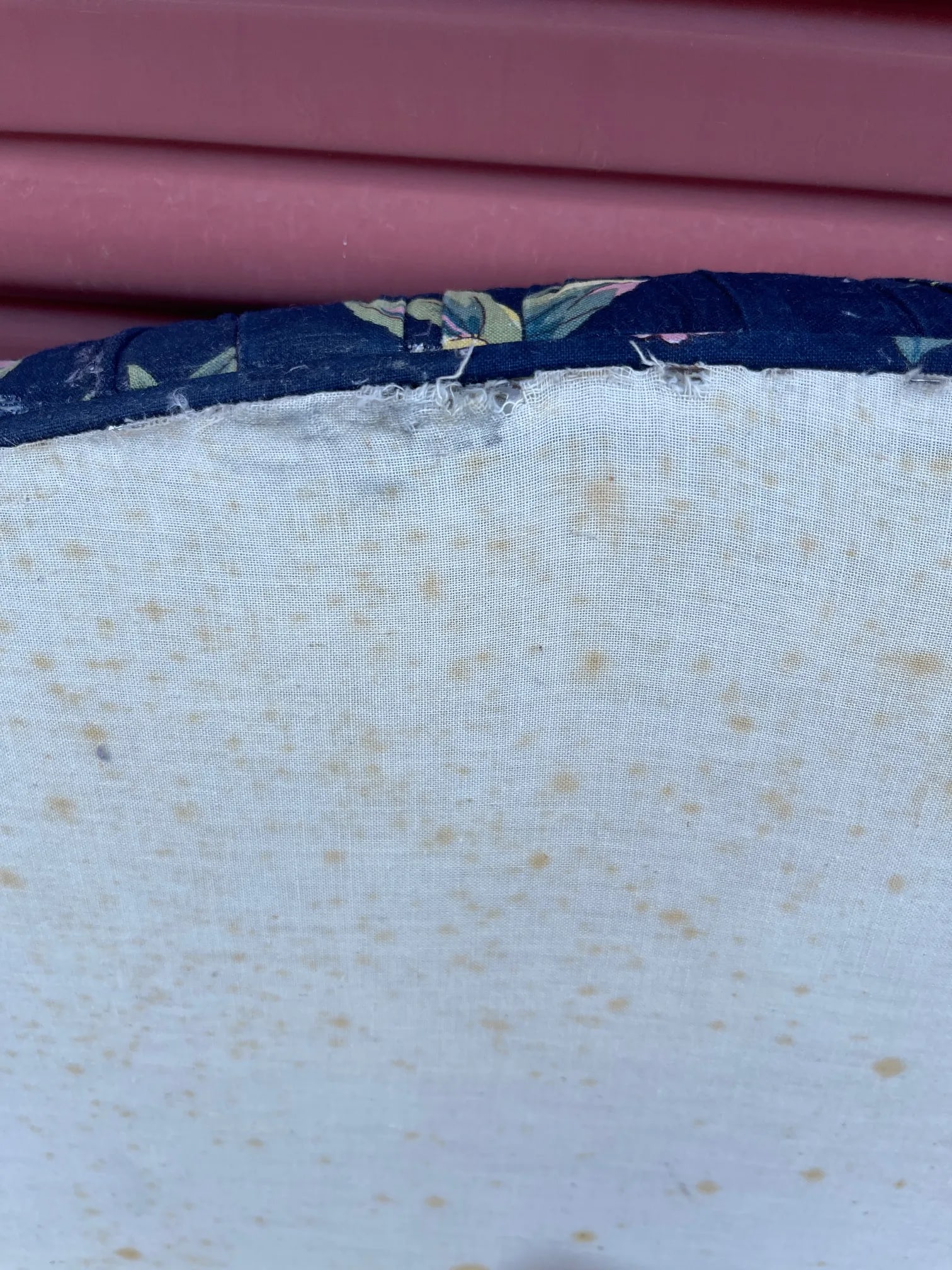 1980s Navy Blue Floral Upholstered Twin Headboard - 7