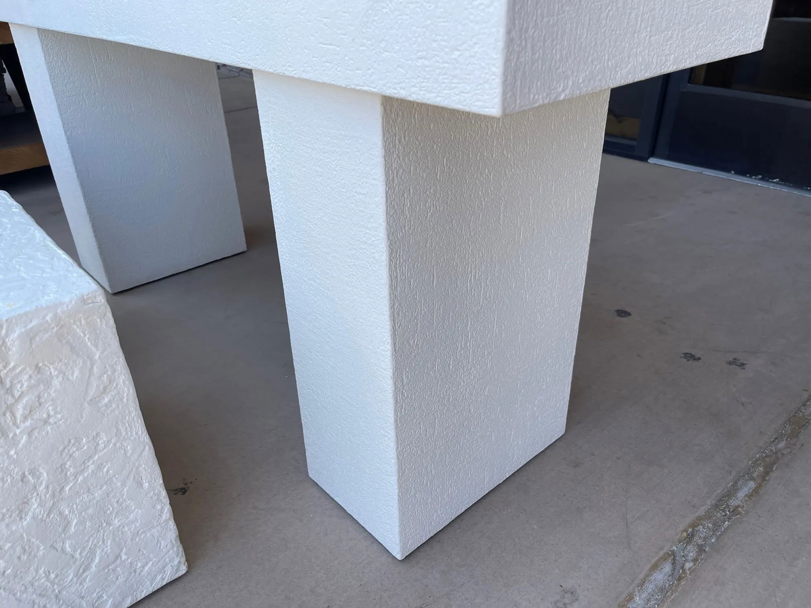 Vintage Postmodern White Textured Plaster Console Table - 2