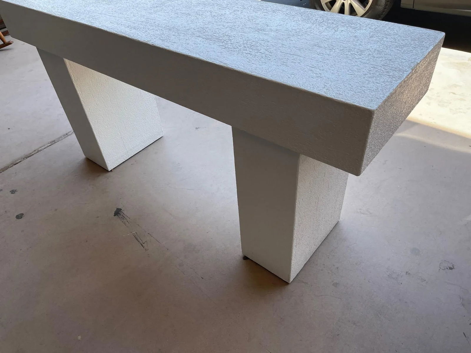Vintage Postmodern White Textured Plaster Console Table - 4