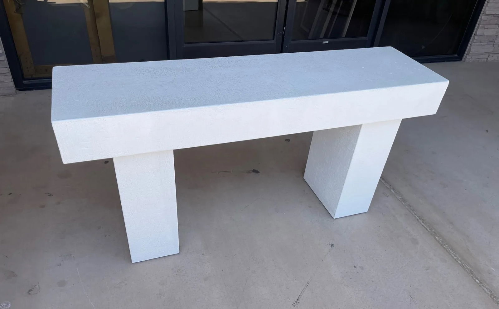 Vintage Postmodern White Textured Plaster Console Table - 7