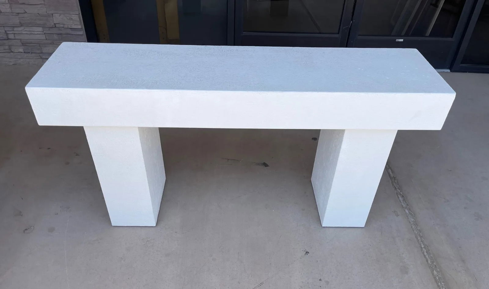 Vintage Postmodern White Textured Plaster Console Table - 9