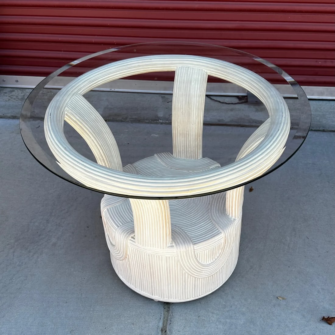 Cerused Pencil Reed Glass Top Side Tables-A Pair - 3