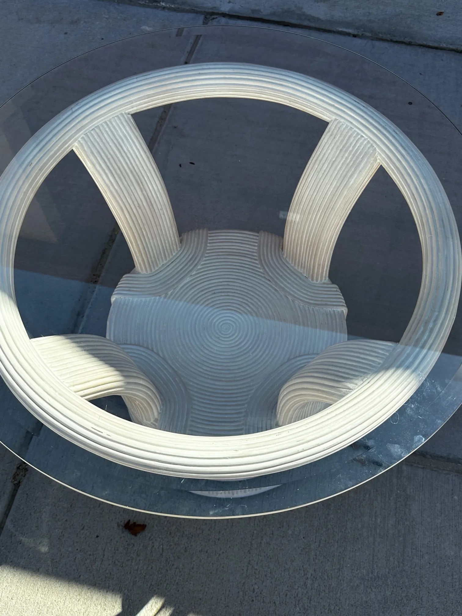 Cerused Pencil Reed Glass Top Side Tables-A Pair - 6