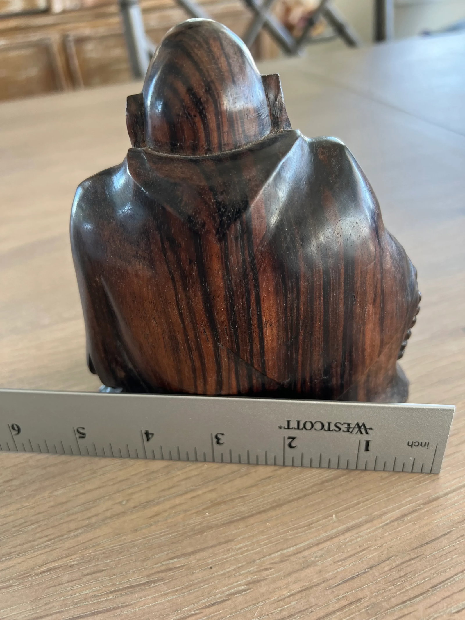 Vintage Laughing Happy Buddha Carved Statue - 10