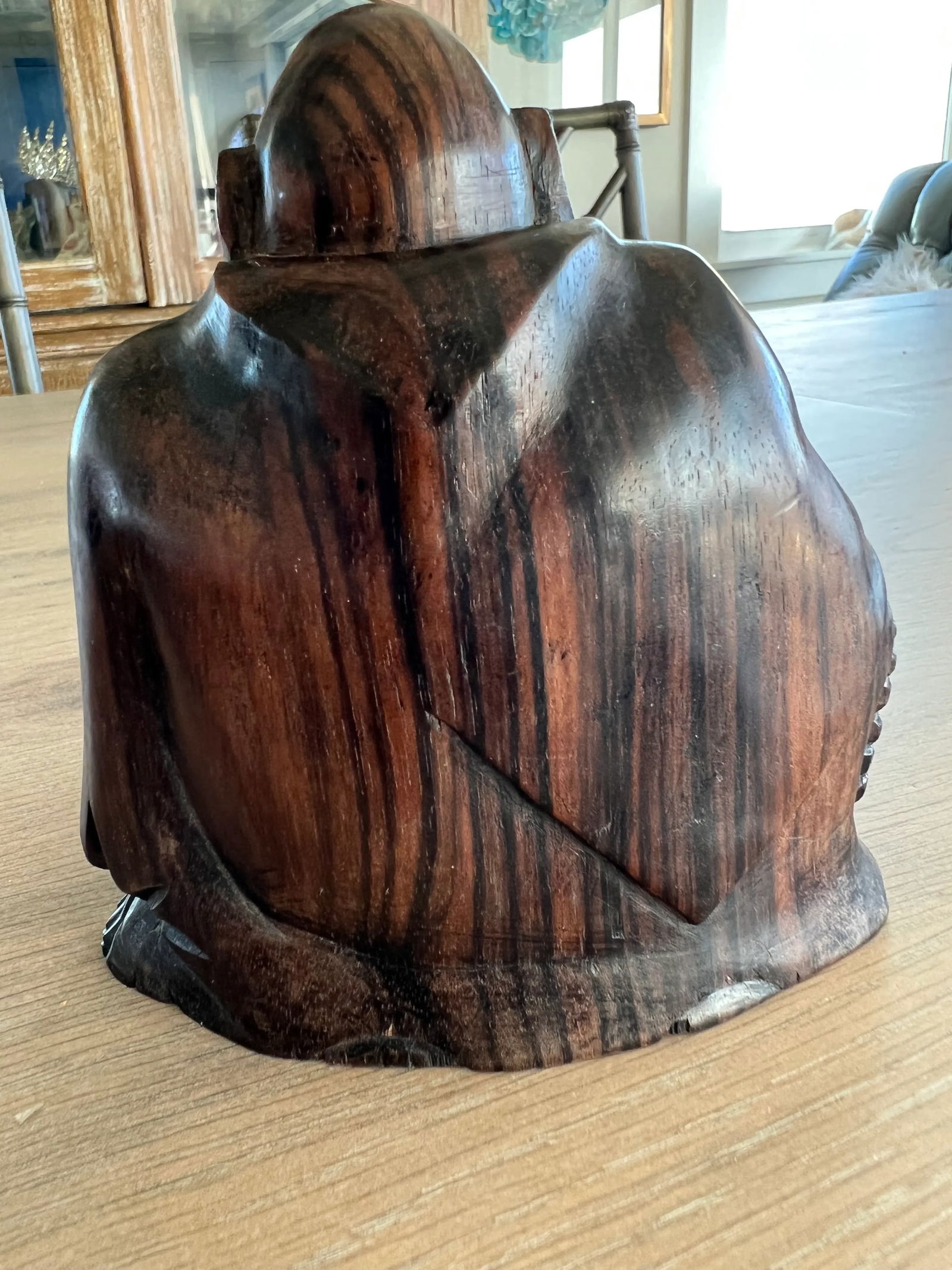 Vintage Laughing Happy Buddha Carved Statue - 6