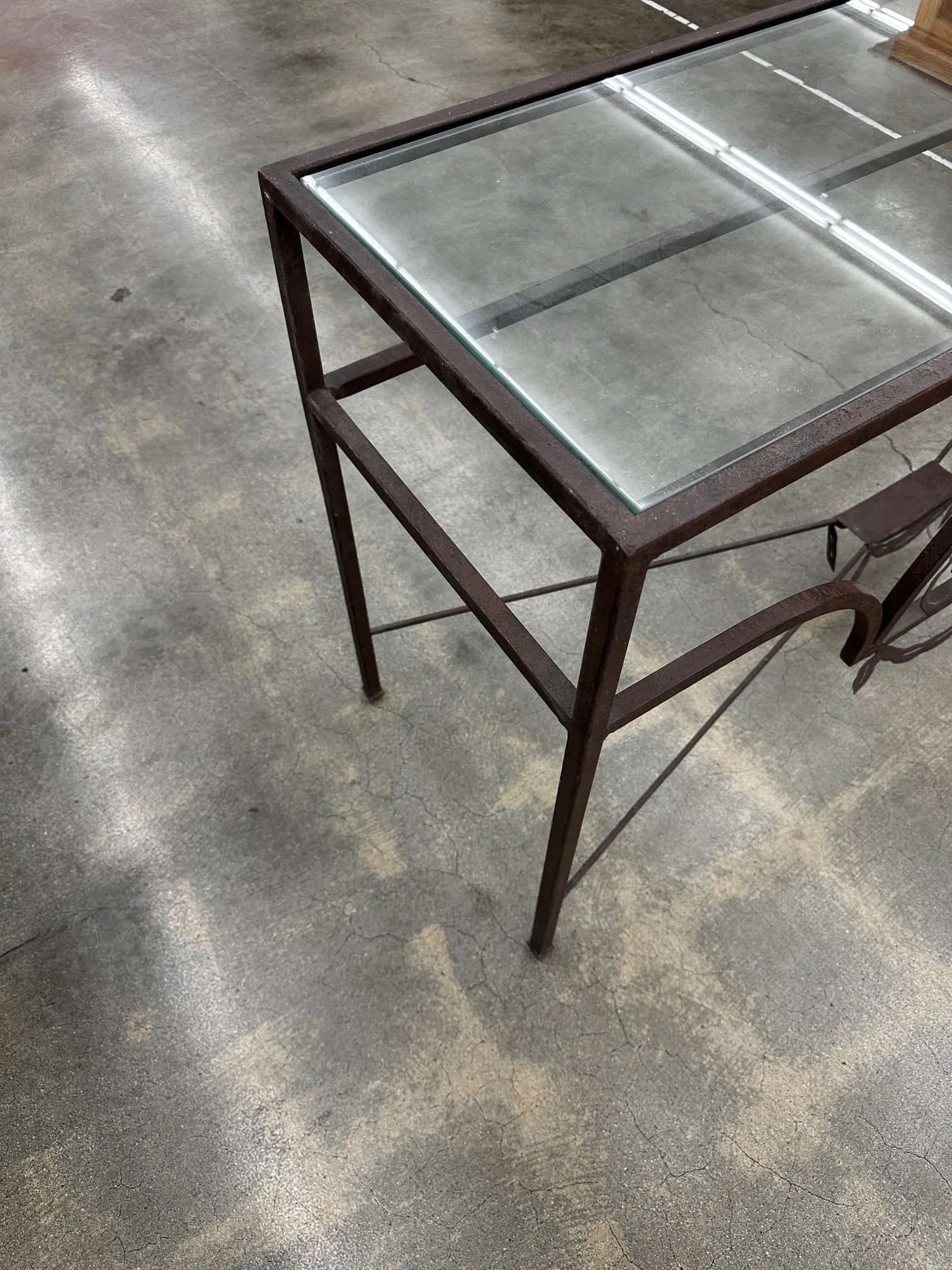 Wrought Iron Glass Top Console Table & Mirror Set-A Pair - 5