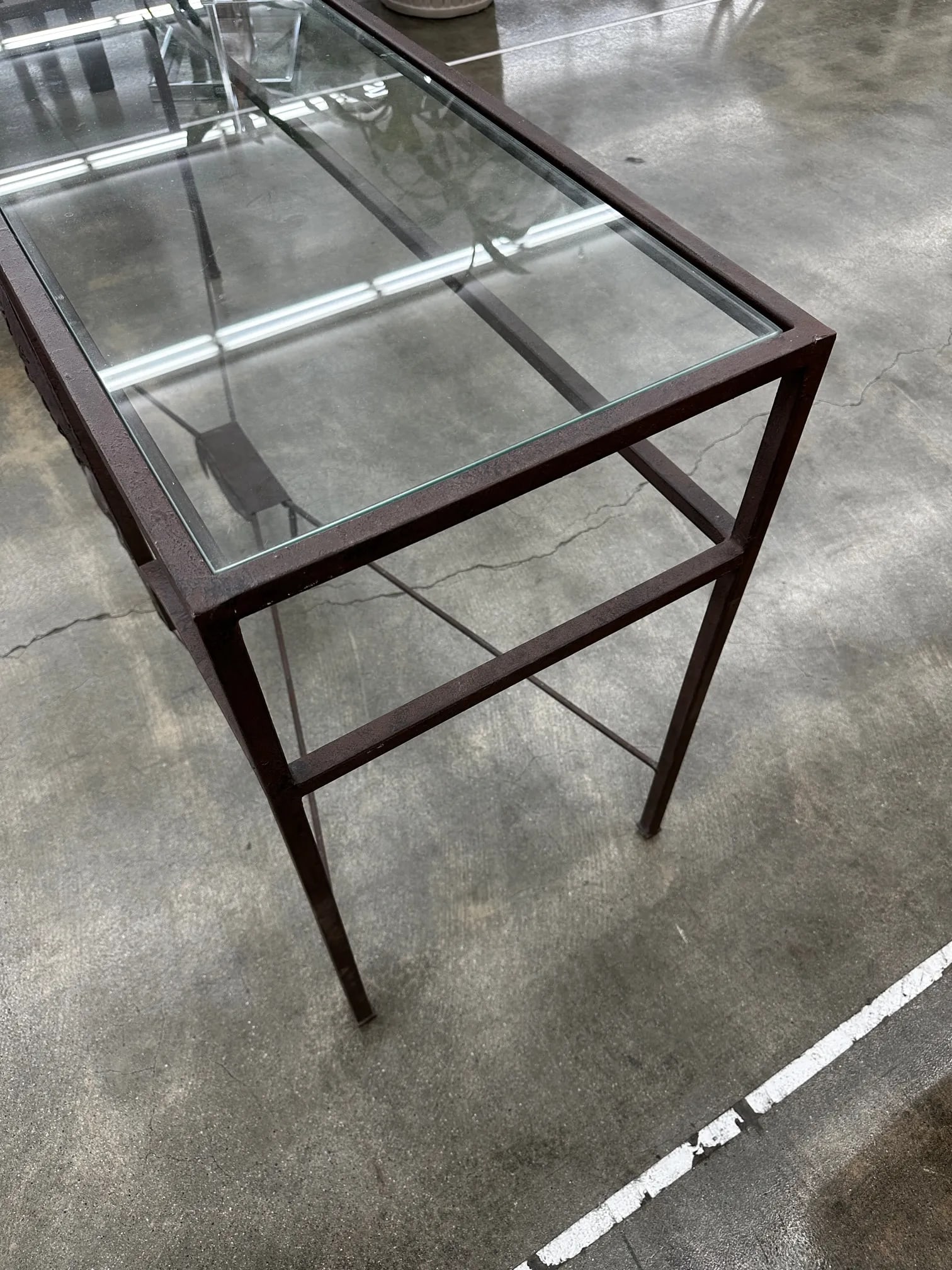 Wrought Iron Glass Top Console Table & Mirror Set-A Pair - 6