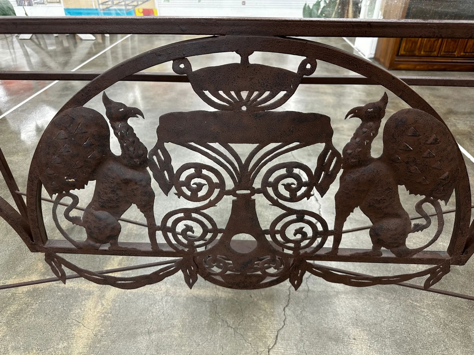 Wrought Iron Glass Top Console Table & Mirror Set-A Pair - 7