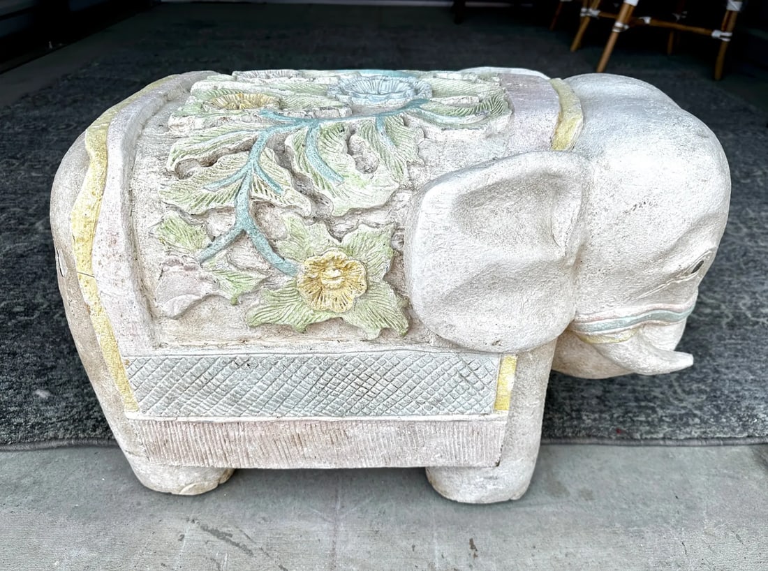 Hand Carved Elephant Wooden Stool - 3