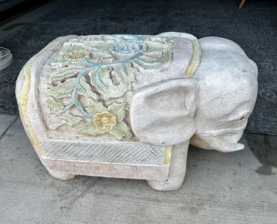 Hand Carved Elephant Wooden Stool - 5