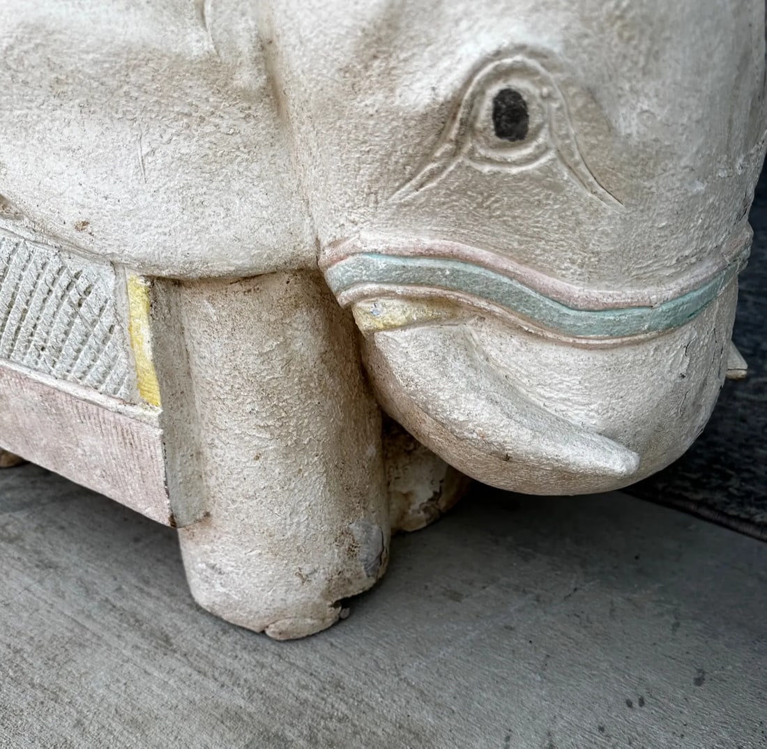 Hand Carved Elephant Wooden Stool - 7