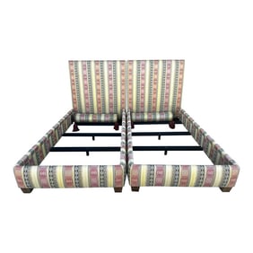 Moroccan Style Twin Upholstered Bed Frame W/Matching Pillows