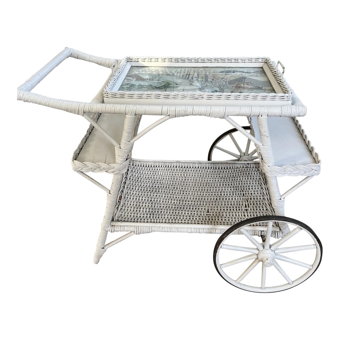 Wicker Bar Cart With Removable Tray (1 of 11)