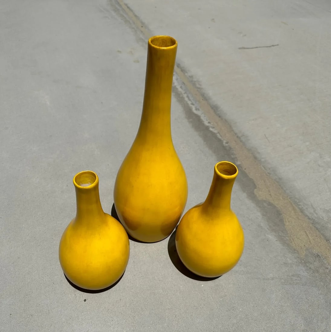 Bright Yellow Trio of Decorative Vases-A Set - 3