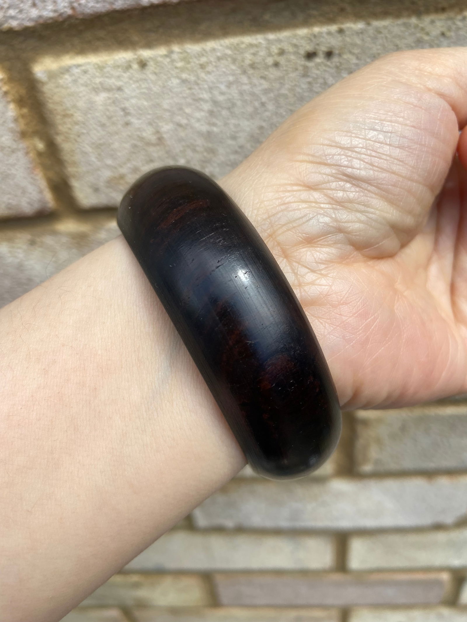 Natural Indian Cowhair Grain small leaf rosewood Bracelet 61mm inner - 10