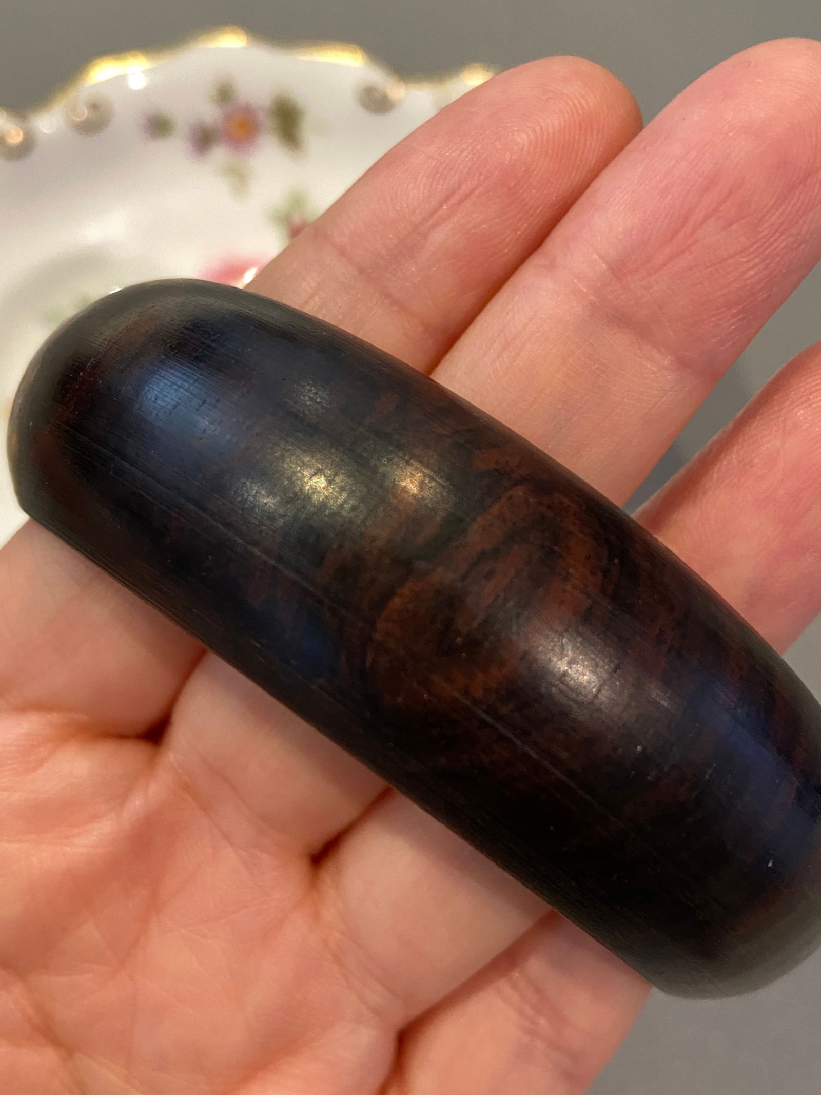 Natural Indian Cowhair Grain small leaf rosewood Bracelet 61mm inner - 4