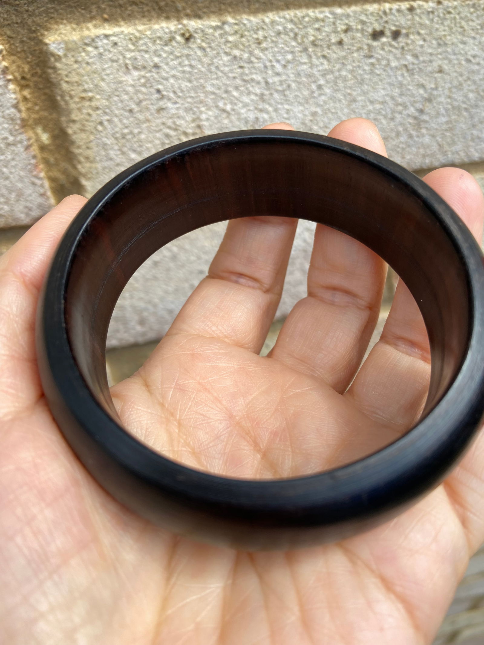 Natural Indian Cowhair Grain small leaf rosewood Bracelet 61mm inner - 6