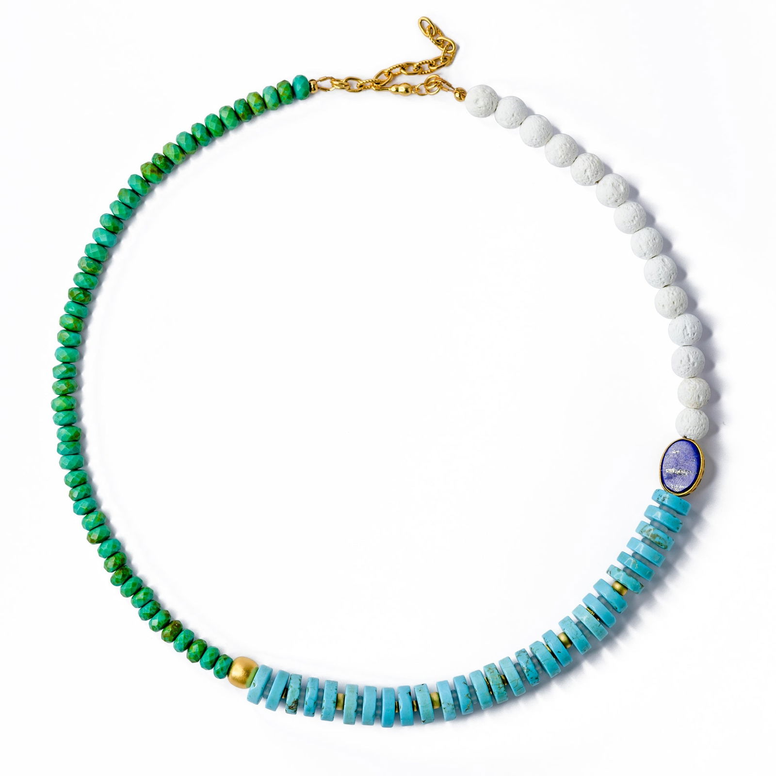 Turquoise Celestia Necklace: Title:Turquoise Celestia Necklace Description:This necklace promises to ignite a sense of boldness and uniqueness within you, resonating with your inner power and evoking feelings of confidence and se