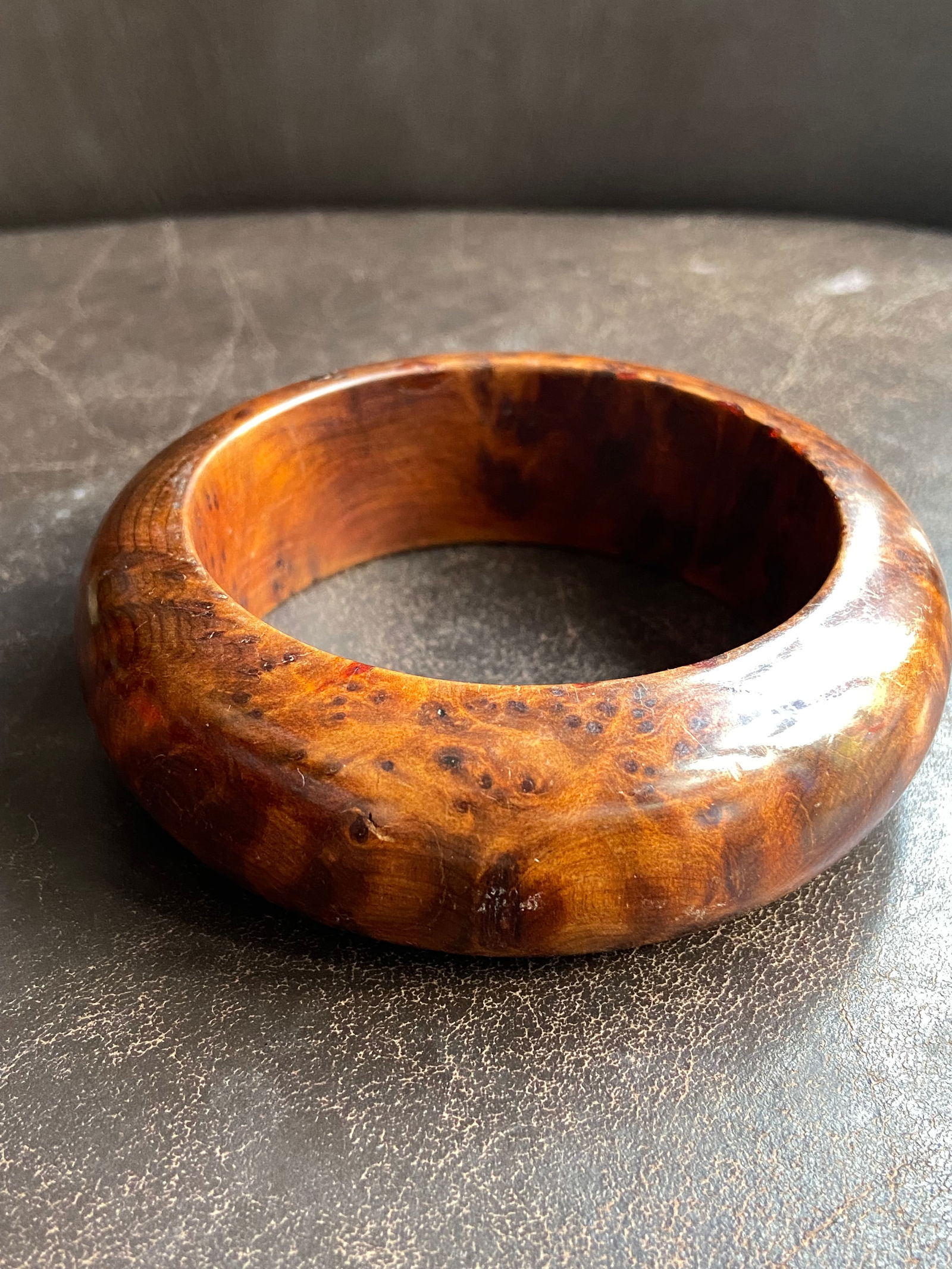 Moroccan high quality Solid Thuya Burl Wood Full Grimace Pattern Bangle - 2