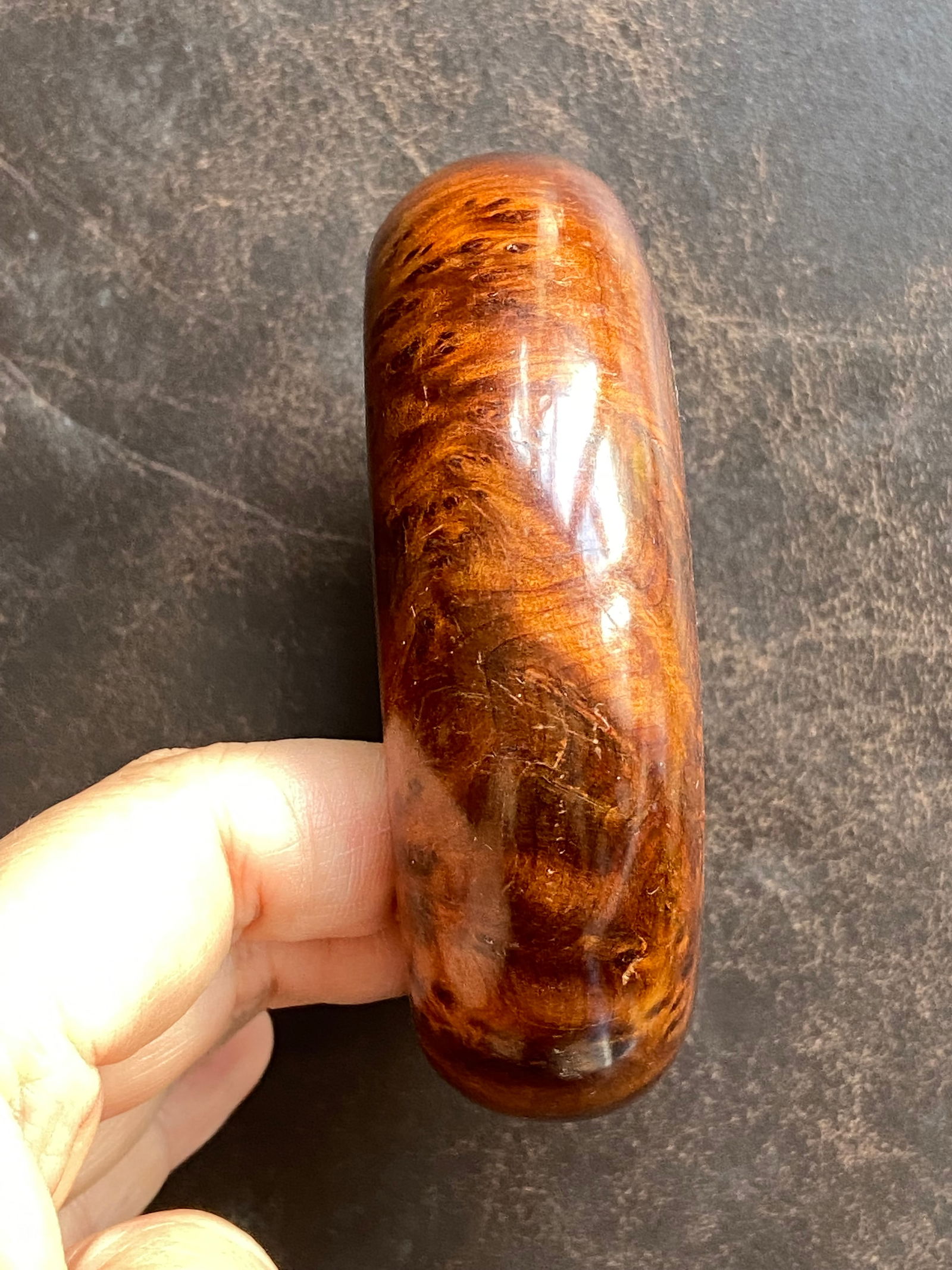 Moroccan high quality Solid Thuya Burl Wood Full Grimace Pattern Bangle - 4