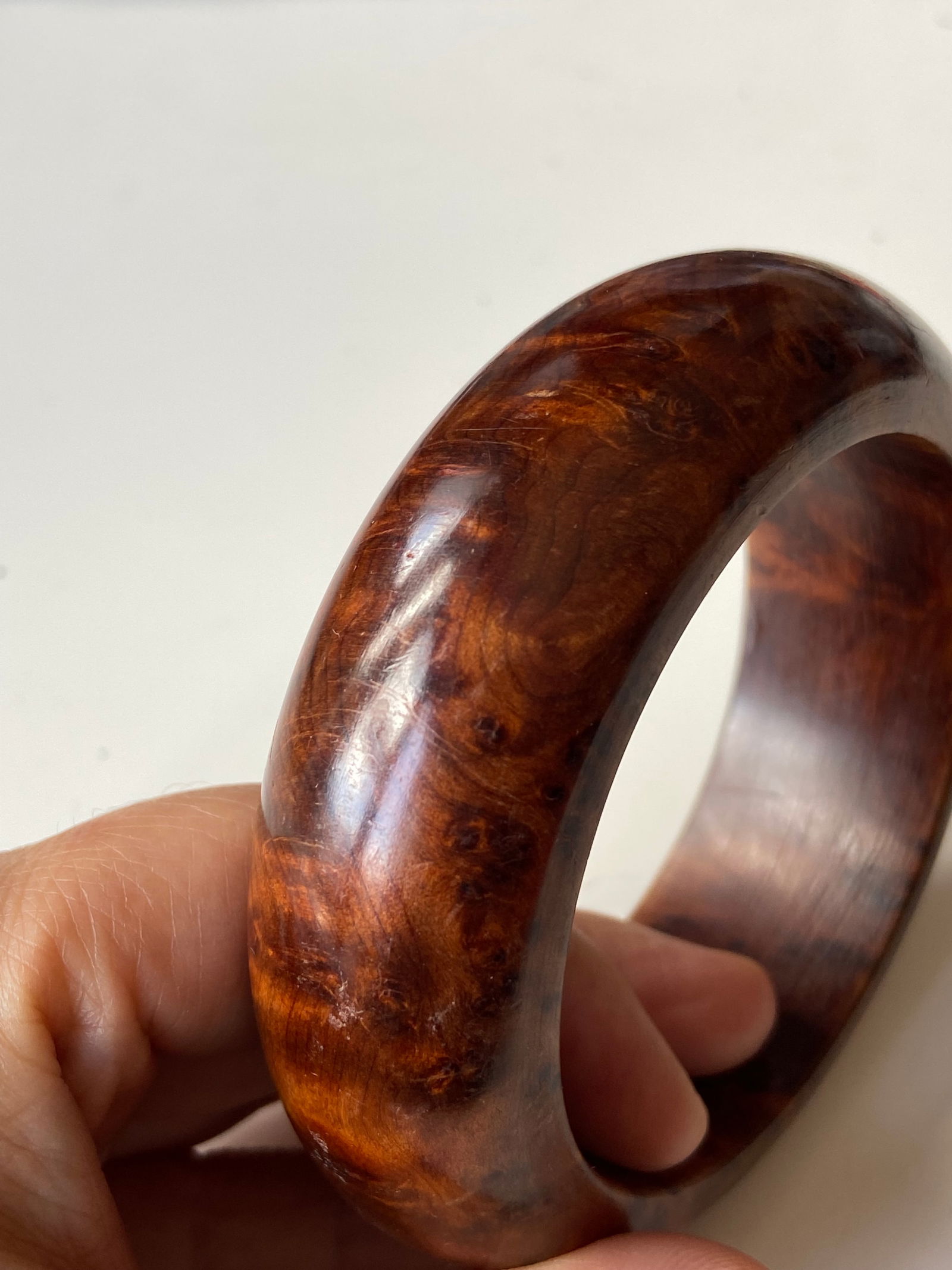 Moroccan high quality Solid Thuya Burl Wood Full Grimace Pattern Bangle - 7