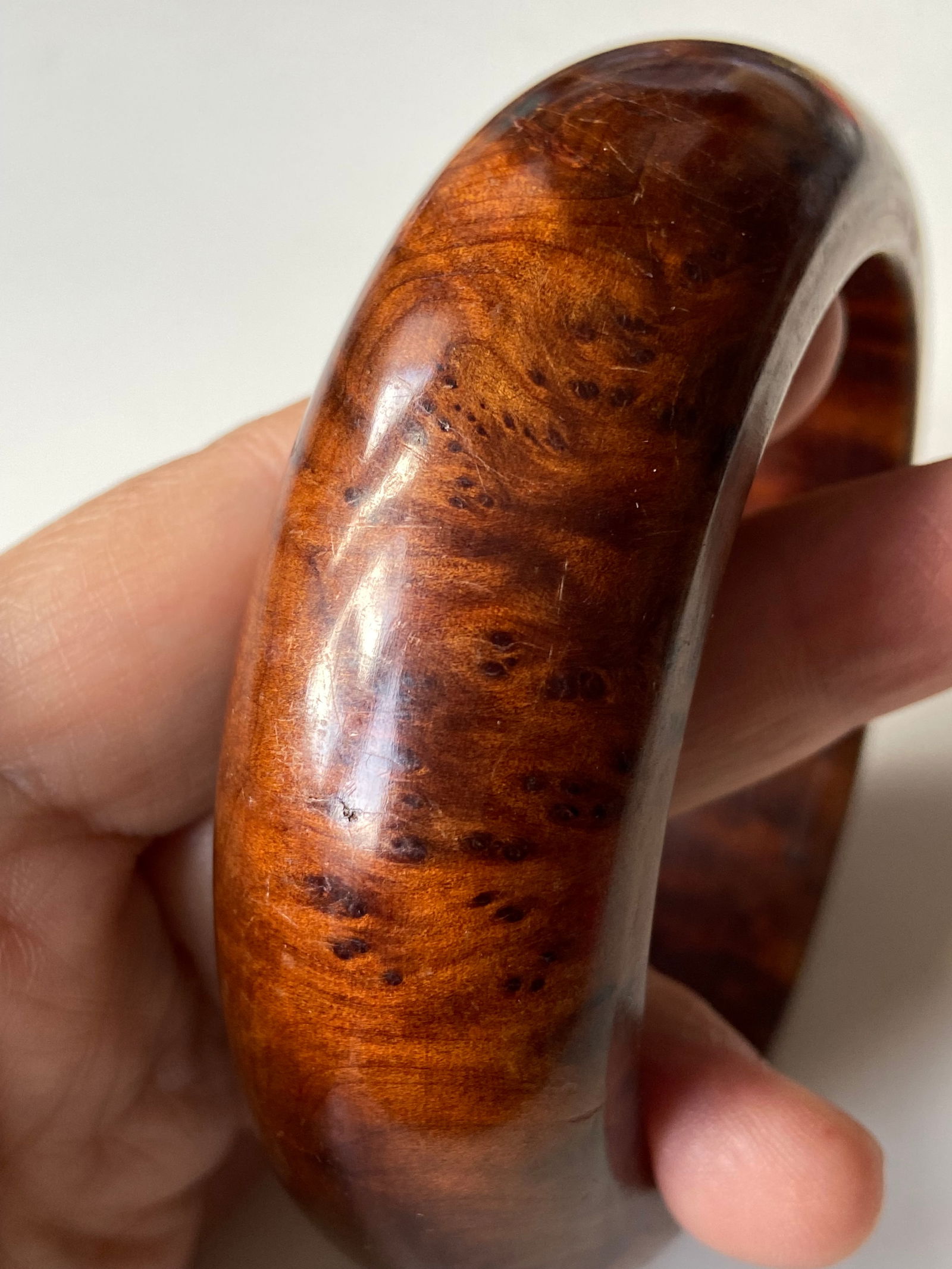 Moroccan high quality Solid Thuya Burl Wood Full Grimace Pattern Bangle - 8