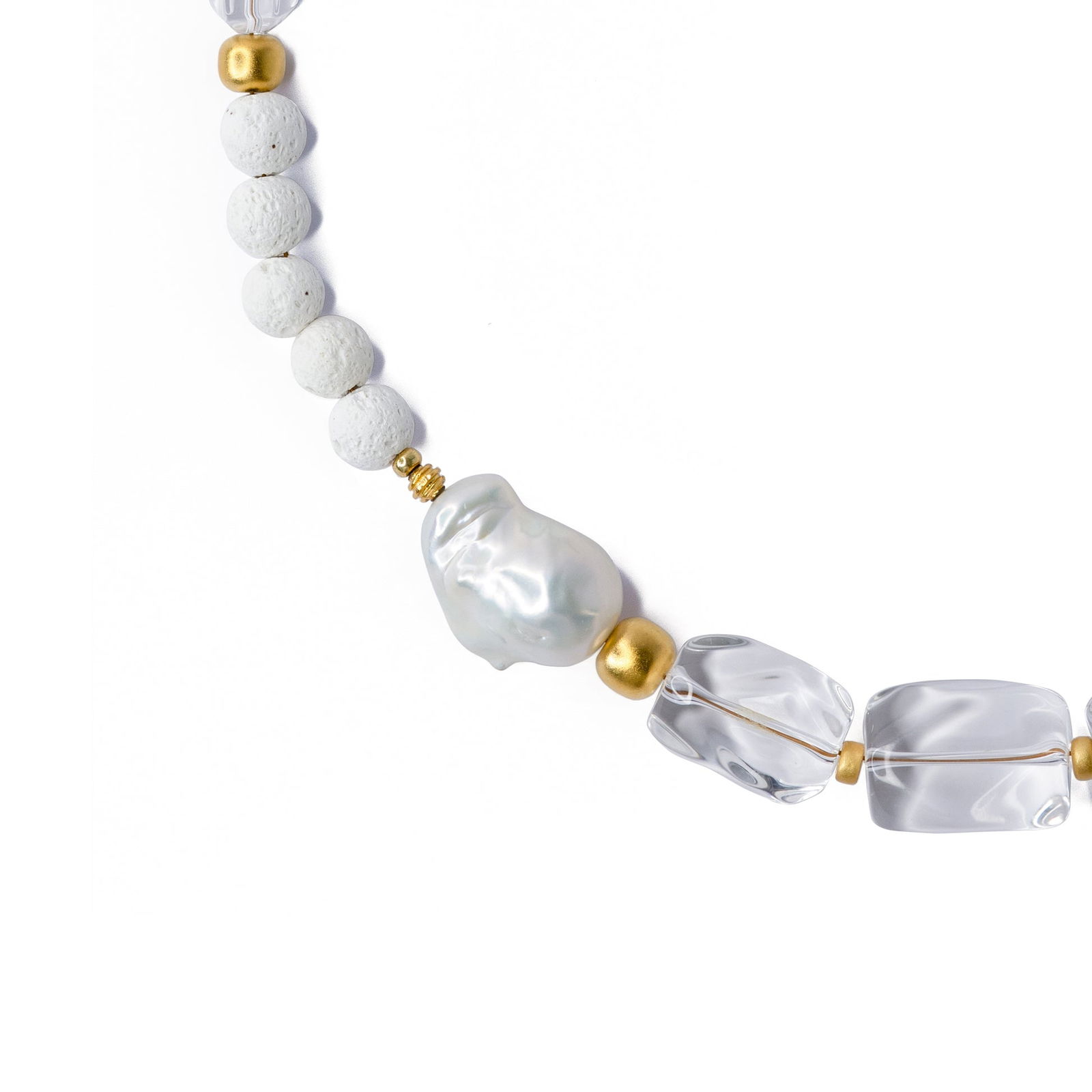 White Crystal Baroque Pearls Necklace - 4