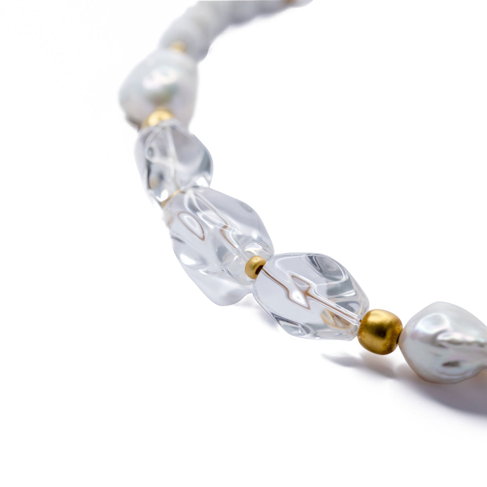 White Crystal Baroque Pearls Necklace - 5