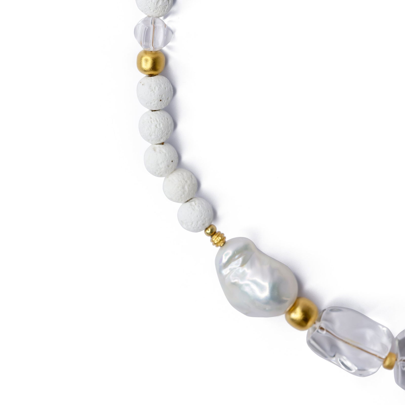 White Crystal Baroque Pearls Necklace - 6