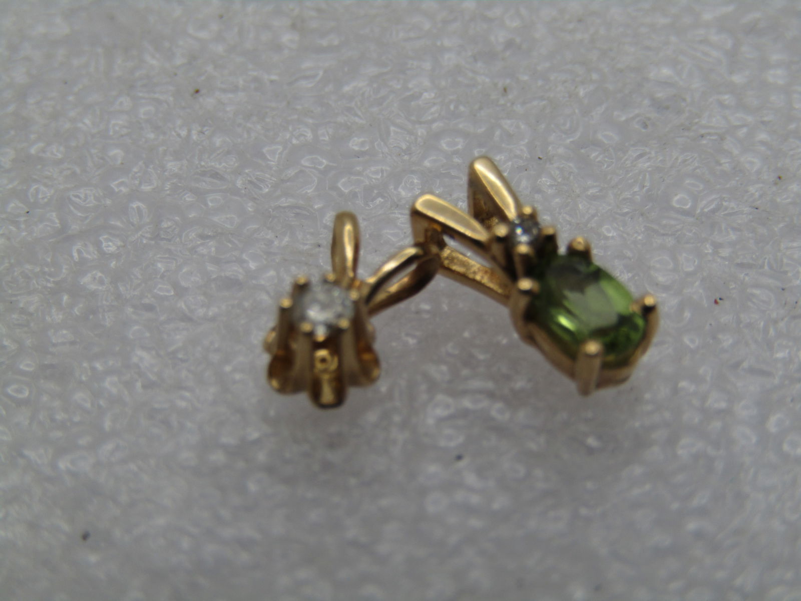 Vintage 14kt Peridot Diamond Pendant and 14kt Diamond Pendant, 1970's-1980's - 5