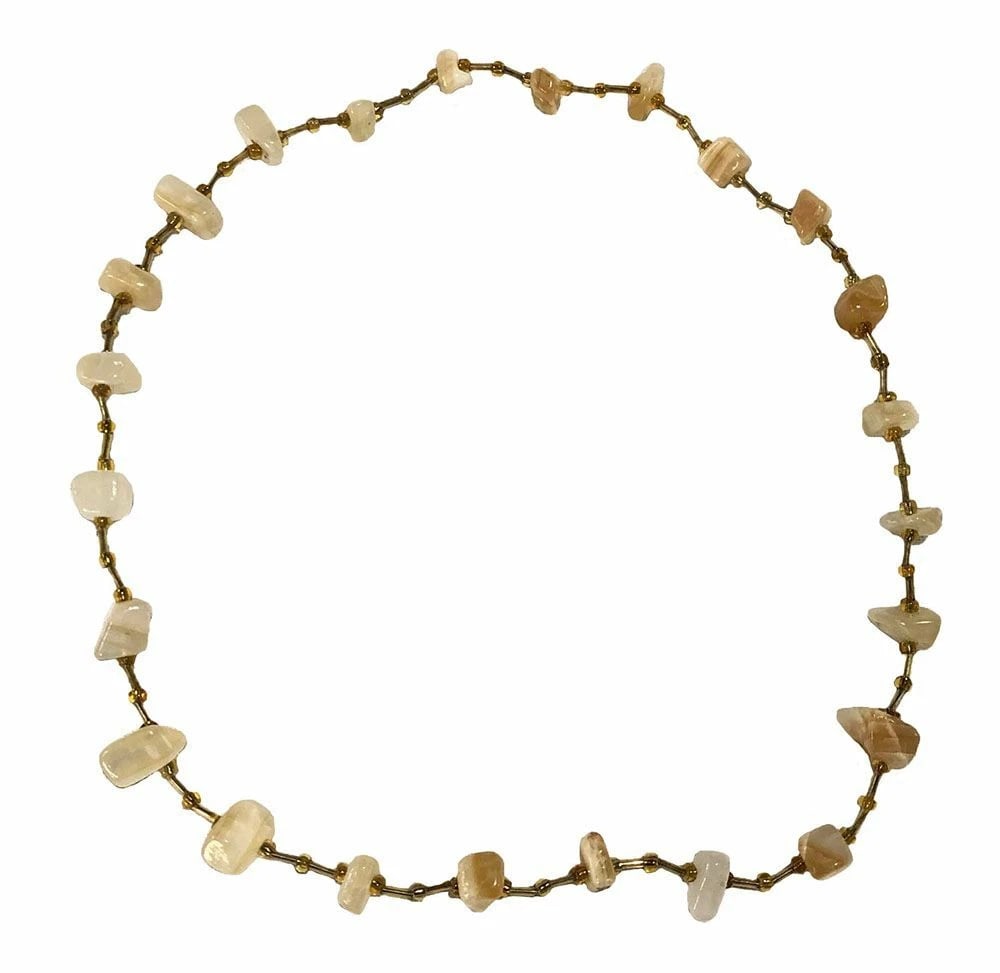 New Glass Shakira Necklace With Banded Agate.: Title:New Glass Shakira Necklace With Banded Agate.Description:New glass shakira necklace with banded agate. Measurement from large: 24" endless Measurement from biggest bead: 15mm x 20mm 