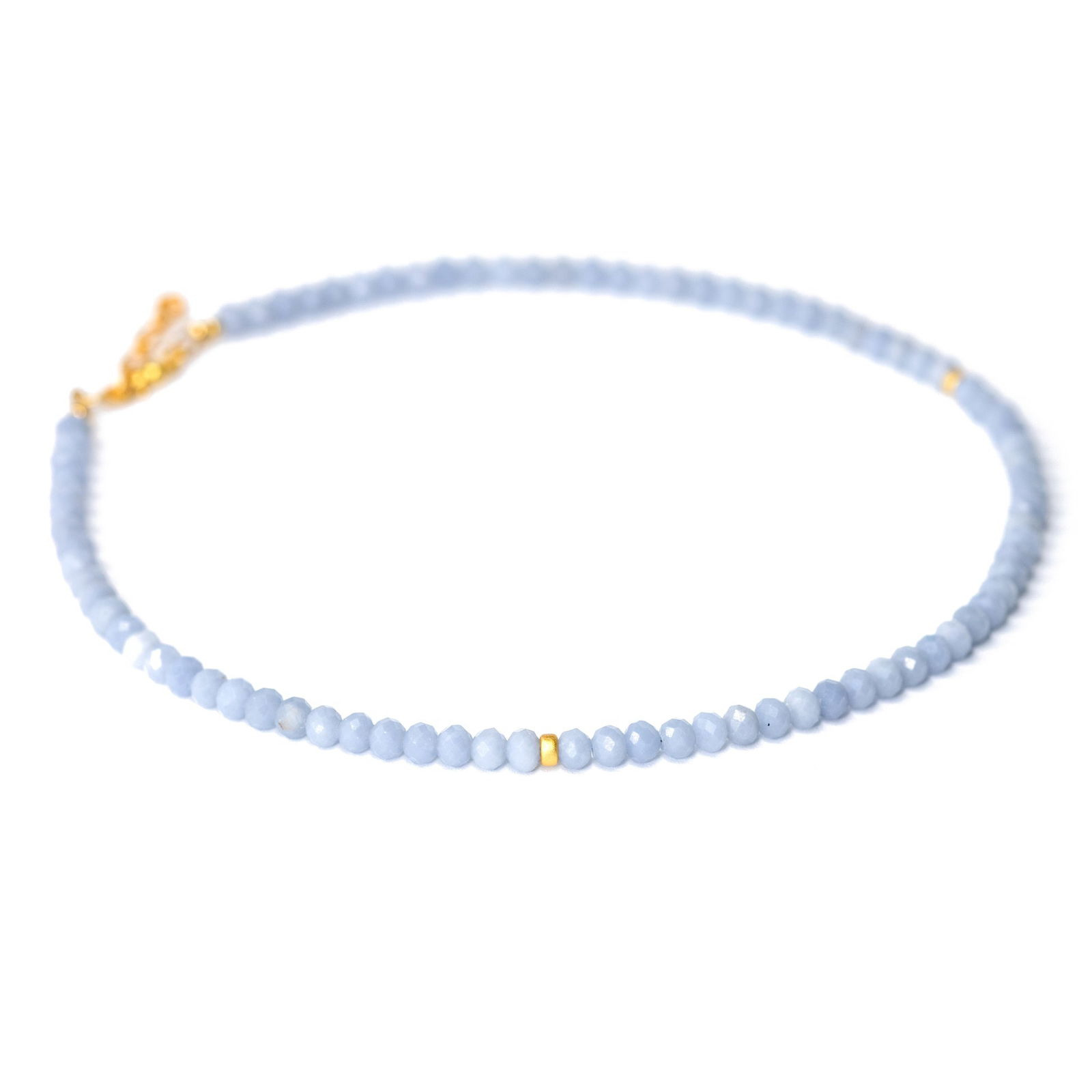 Angelite Gold Beaded Necklace - 7