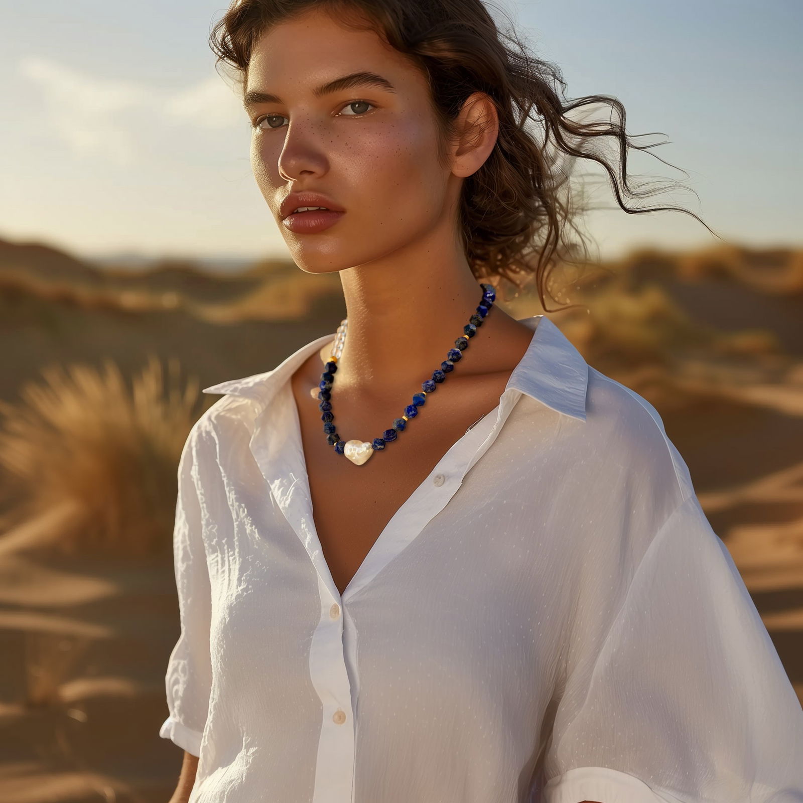 Pearl Lapis Lazuli Necklace - 2