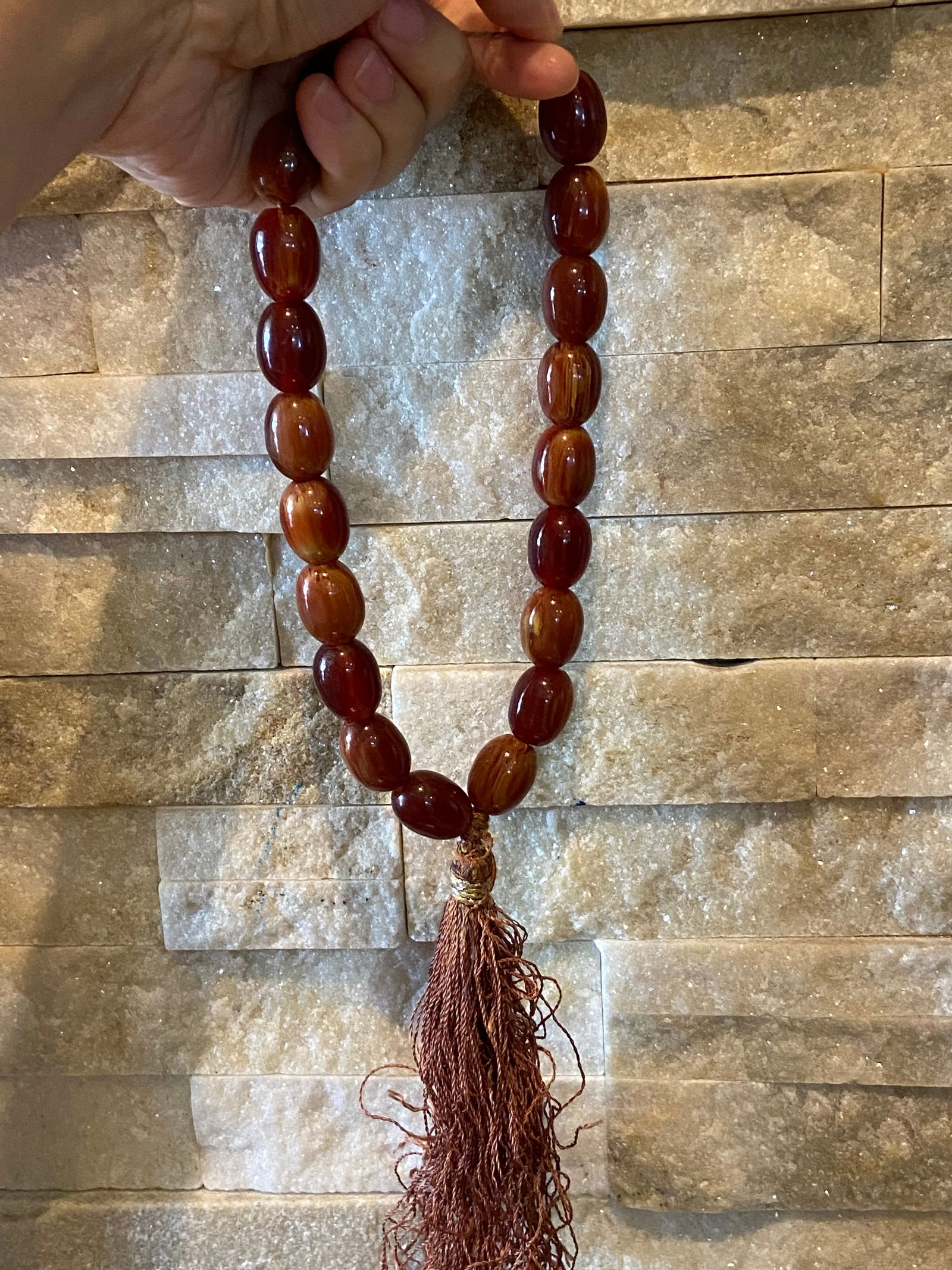 Vintage Butterscotch Egg Yolk Amber Bakelite Prayer Worry Beads Faturan Rosary - 12