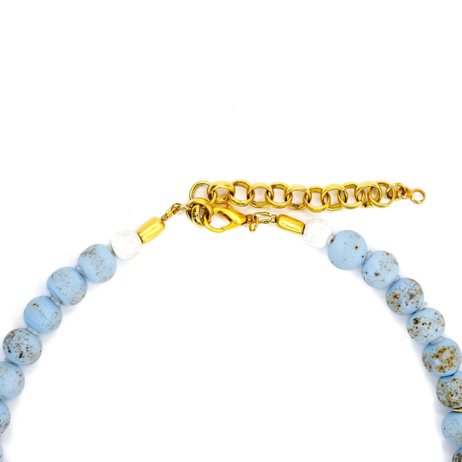 Baroque Pearl & Blue Ceramic Bead Necklace - 6
