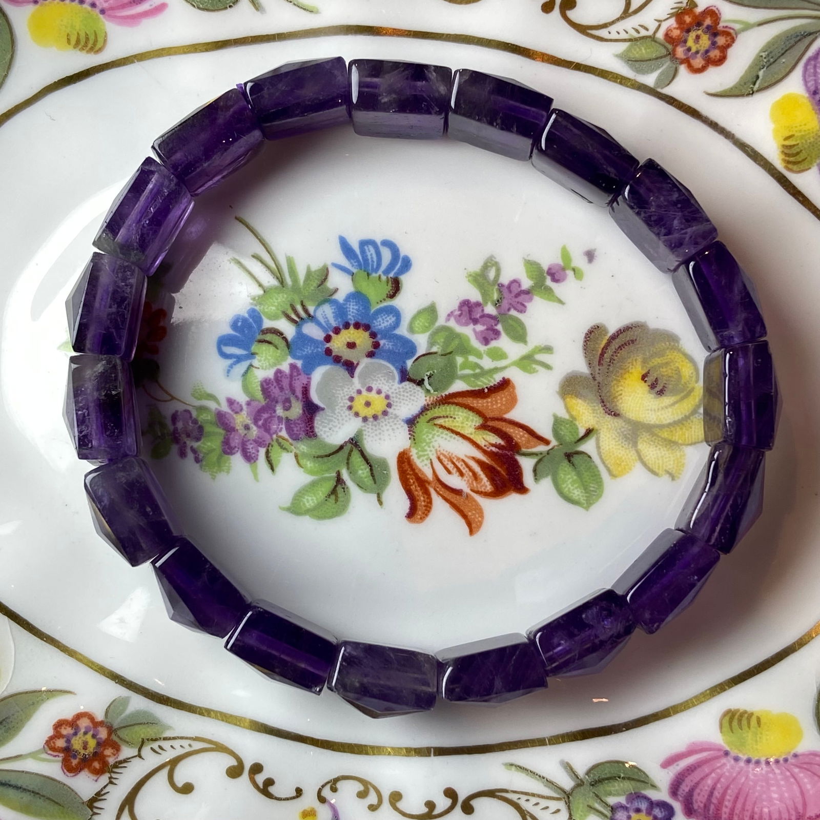 Vintage Square Cut Amethyst Beads Bracelet - 4