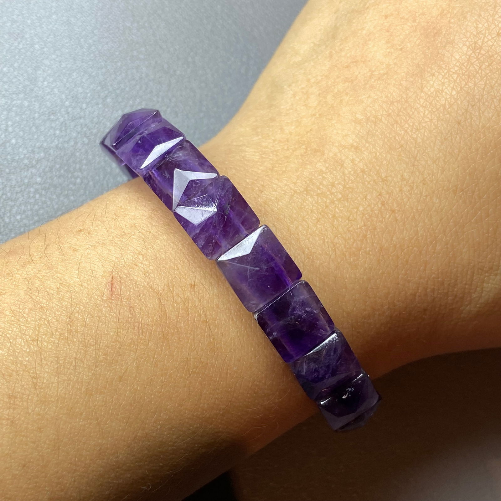 Vintage Square Cut Amethyst Beads Bracelet - 6
