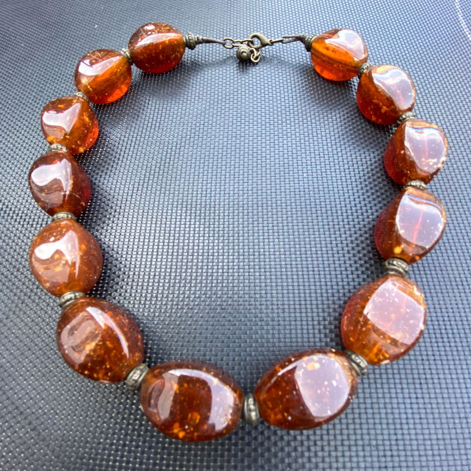 Vintage Chunk Amber Bakelite large Statement Necklace - 3