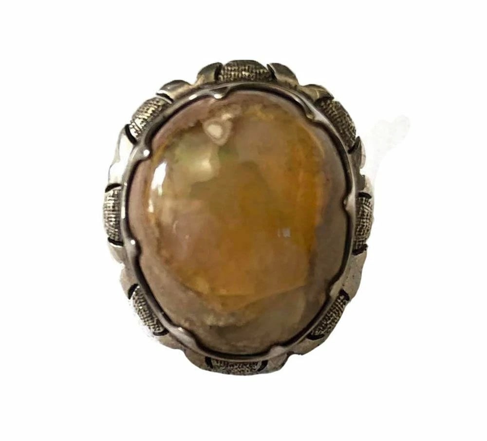 Pre Owned Hand Made Mexican Artisan Sterling Silver Fire Opal Ring (1 of 5)