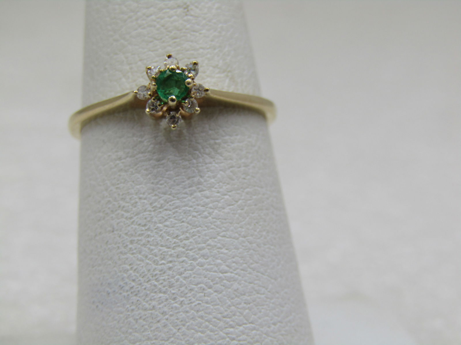 Vintage 14kt Emerald Diamond Ring, Sz. 6.5, Signed FJG (1 of 7)