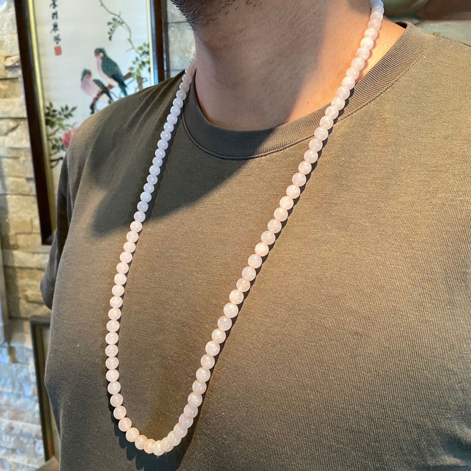 Exquisite Chinese Vintage Grade A icy jadeite jade beads necklace - 9