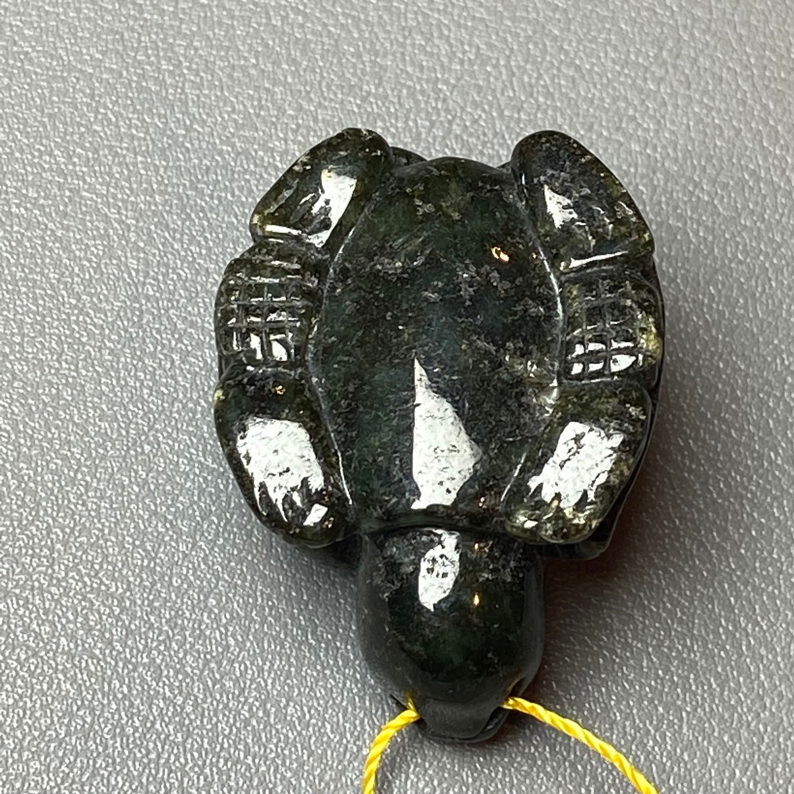 Antique Chinese Natural Ink Green Jadeite Jade carved Turtle Amulet Statue - 5