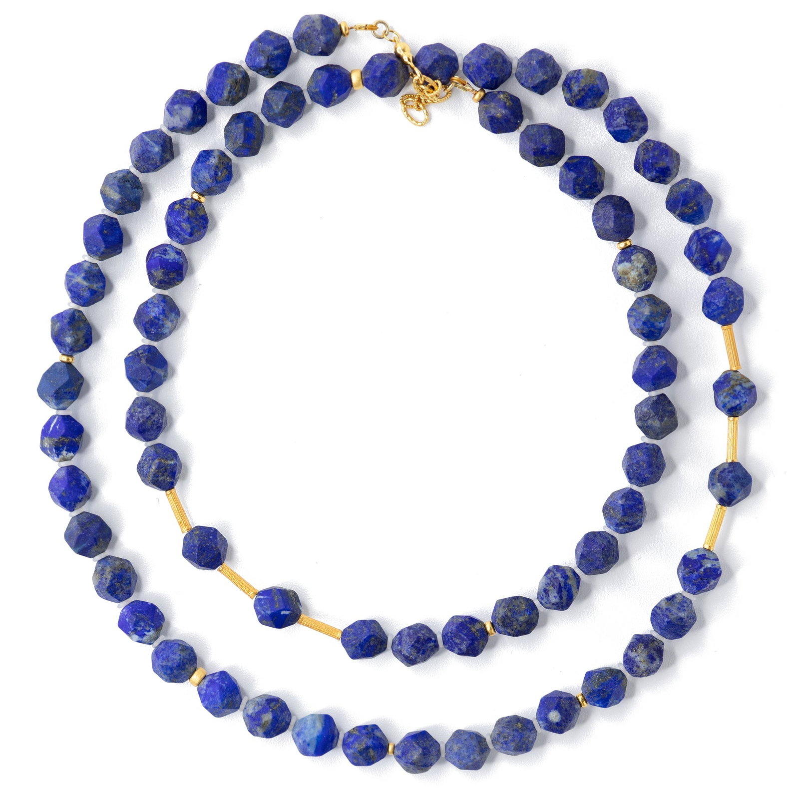 Lapis Lazuli Beaded Long Necklace: Title:Lapis Lazuli Beaded Long NecklaceDescription:This necklace is a testament to boldness and uniqueness, inviting you to embrace the refined elegance it exudes. Feel the transformative power of