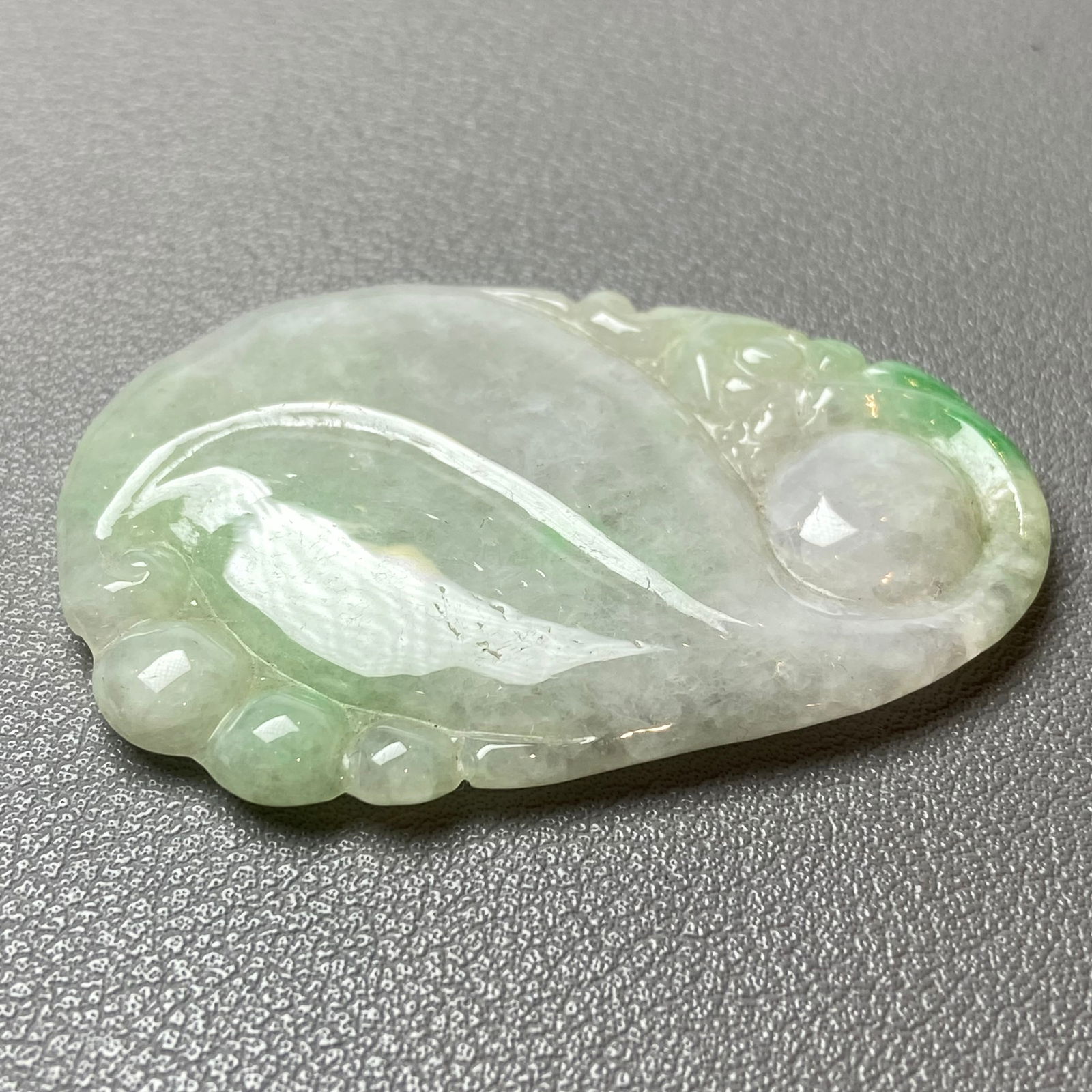 Antique Chinese Natural Icy Apple Green Jadeite Jade Ruyi Statue - 4