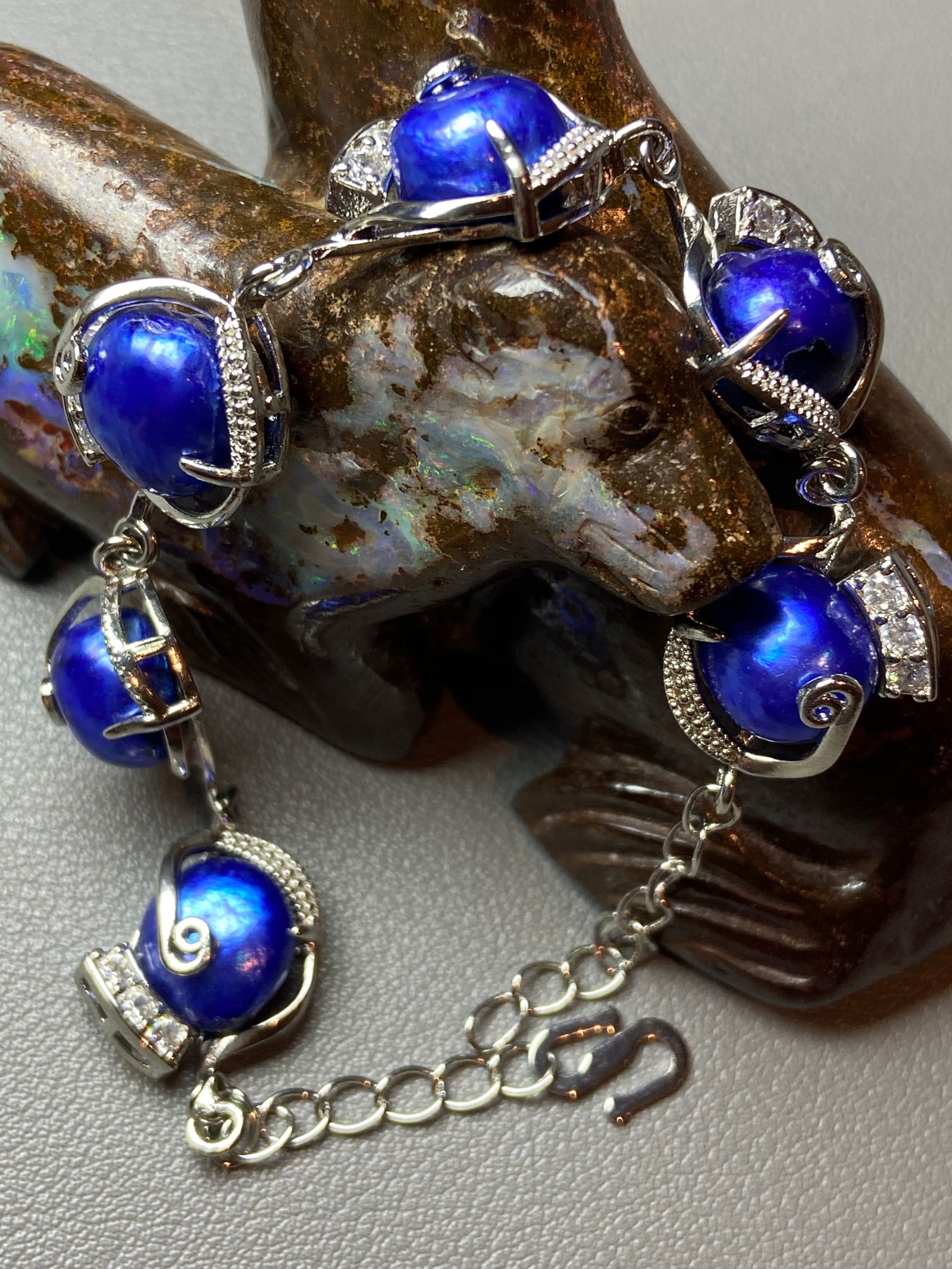 Blue Baroque Pearl silver Bracelet - 2