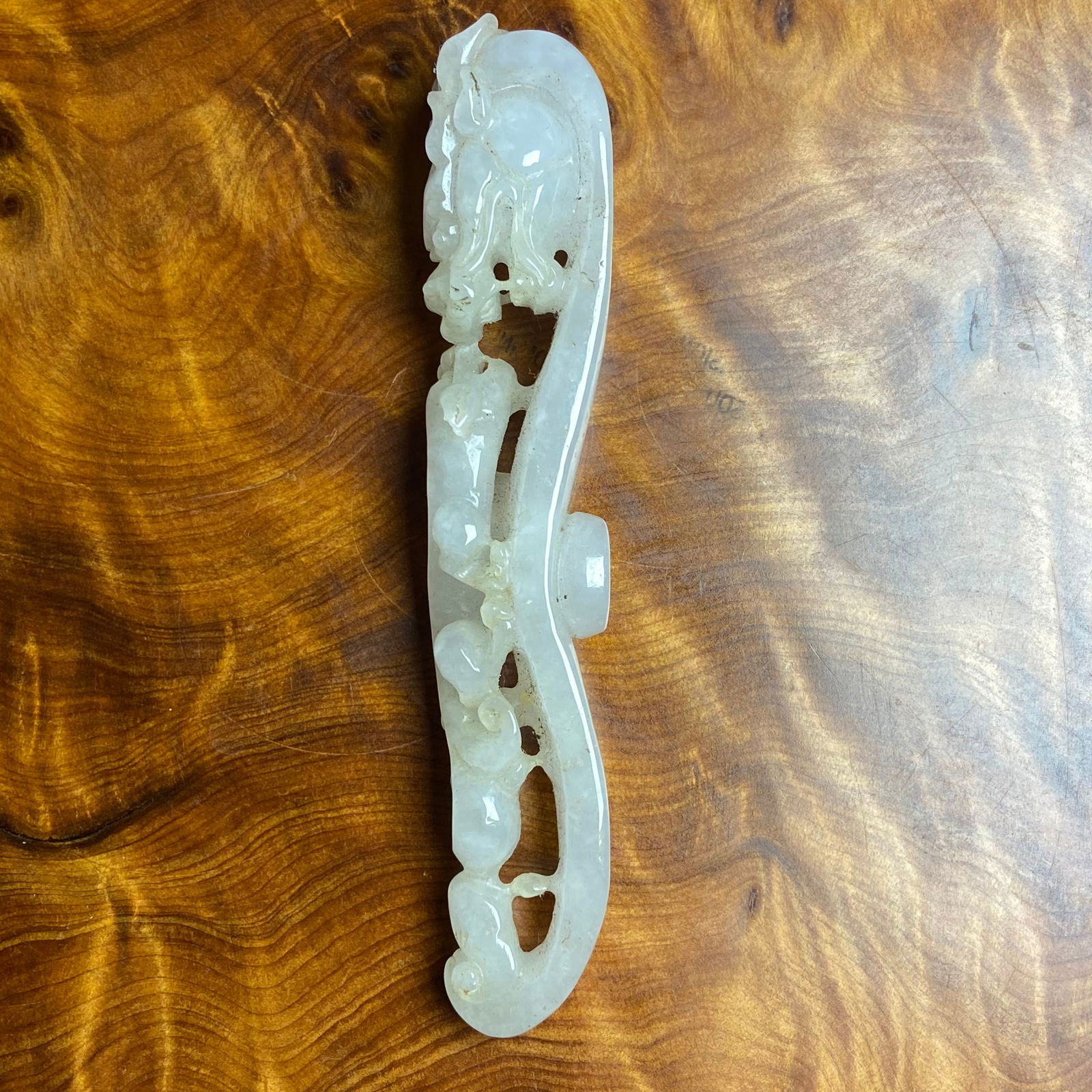 Antique Chinese White Jade Icy Jadeite Jade Dragon Belt Hook - 12