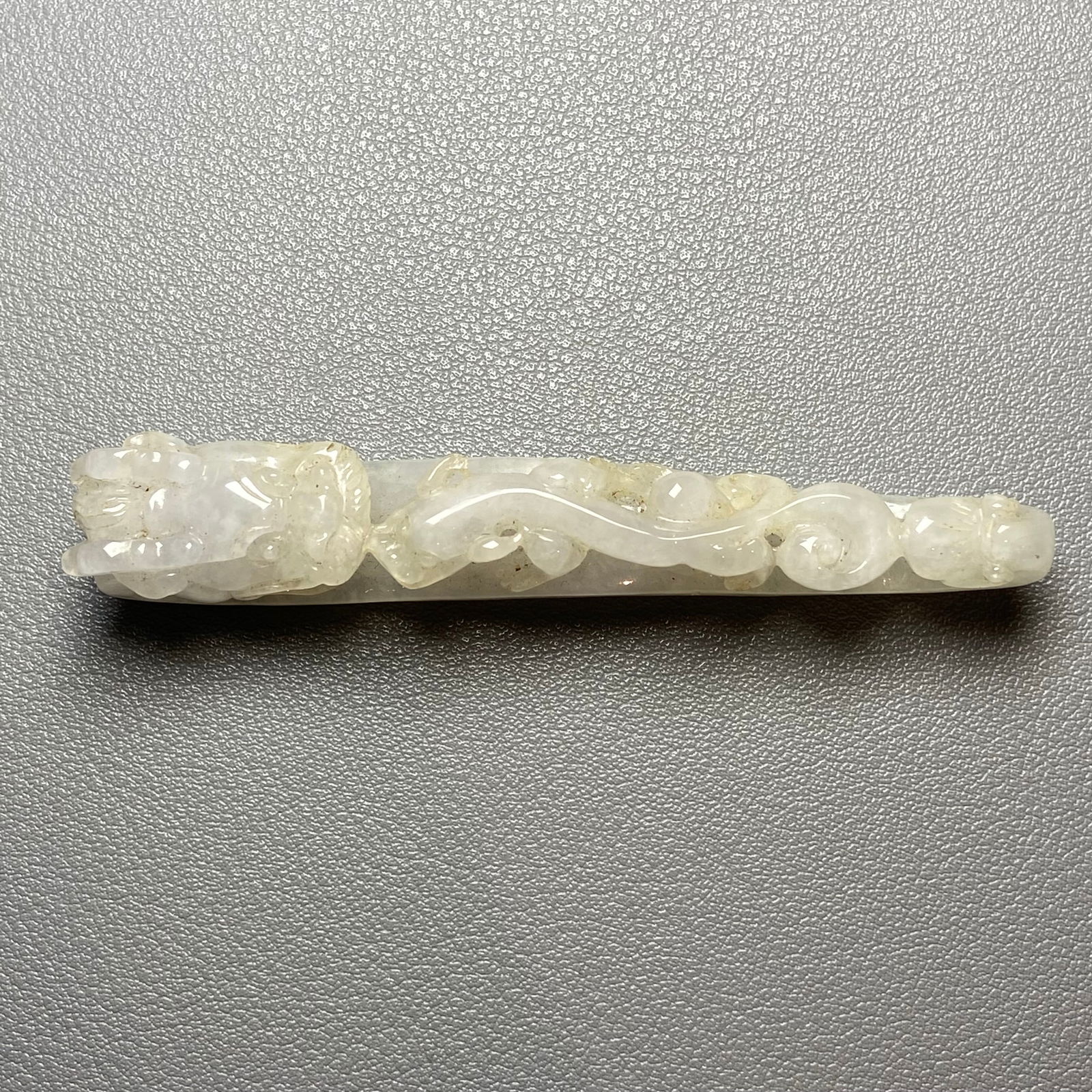 Antique Chinese White Jade Icy Jadeite Jade Dragon Belt Hook - 5