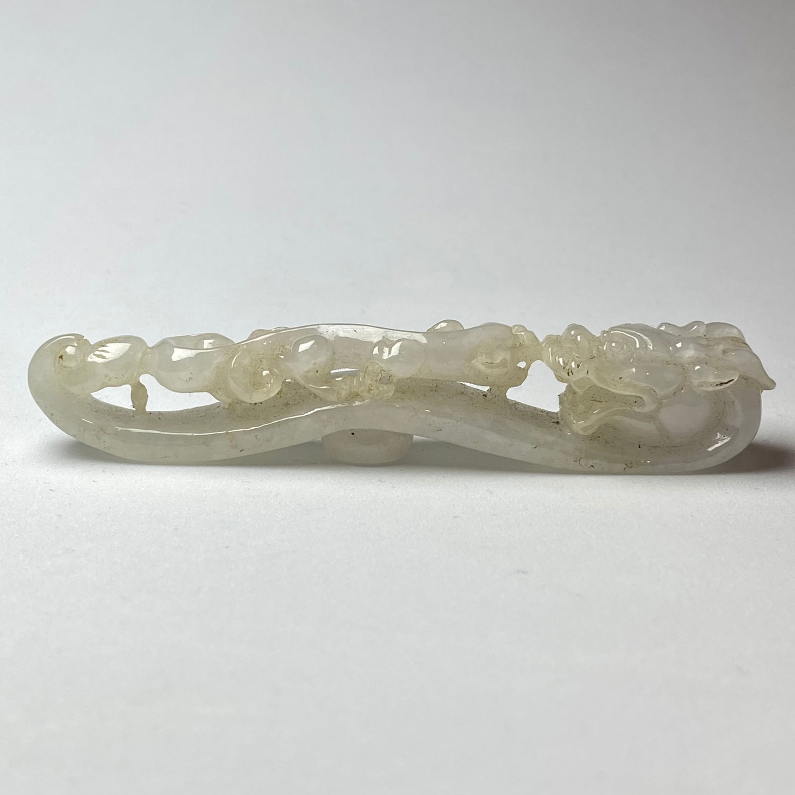 Antique Chinese White Jade Icy Jadeite Jade Dragon Belt Hook - 8